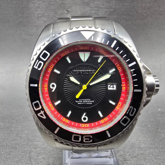 Invicta Pro Diver Automatic Watch Men 45mm Black Dial Silver Tone Date 6053 Runs0