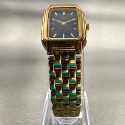 Seiko Watch Women 17mm Black Dial Gold Tone Rectangle V400-5498 New Battery VTG5