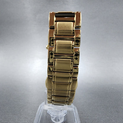 Bulova Sutton Tank Watch Women Black Dial Gold Tone Diamond Bezel New Battery