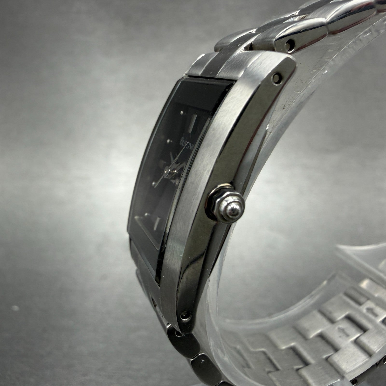 Bulova Tank Watch Women 18mm Black Dial Silver Tone Rectangle 96L37 New Battery12