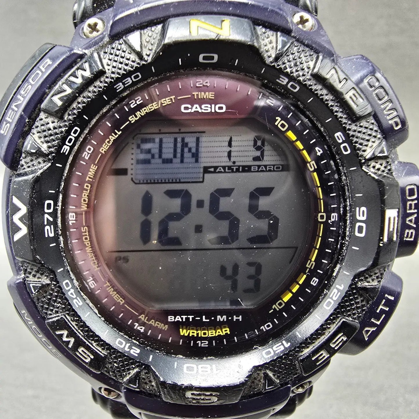 Casio Protek PAG-240 Watch Men 51mm Blue Black triple Senor Alarm Solar Works1