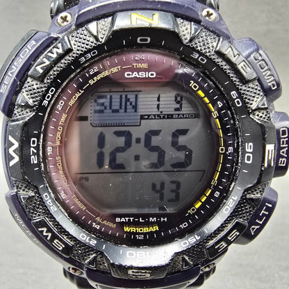 Casio Protek PAG-240 Watch Men 51mm Blue Black triple Senor Alarm Solar Works1