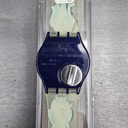 Swatch Twitch Twins Watch Men 33mm Silver Dial Blue Case GN168 New Battery NOS8