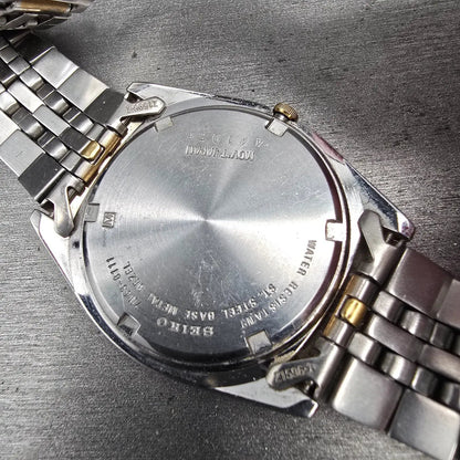 Seiko President Watch Men 35mm Silver Dial Two Tone Daydate 7N43-8111 New Batt12