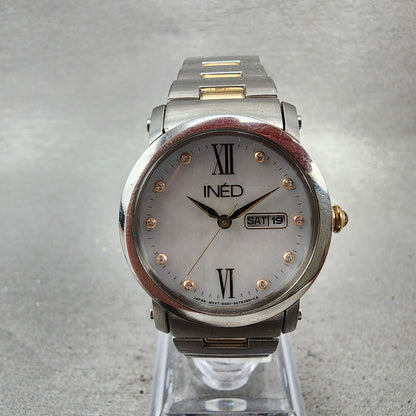 Citizen INED Watch Women 29mm MOP Dial Two Tone Daydate Round Solar Runs0