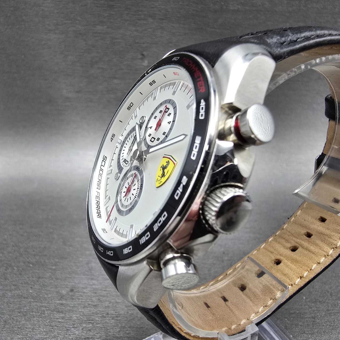 Ferrari Speedracer Chronograph Watch Men 47mm White Dial Steel Round New Battery2