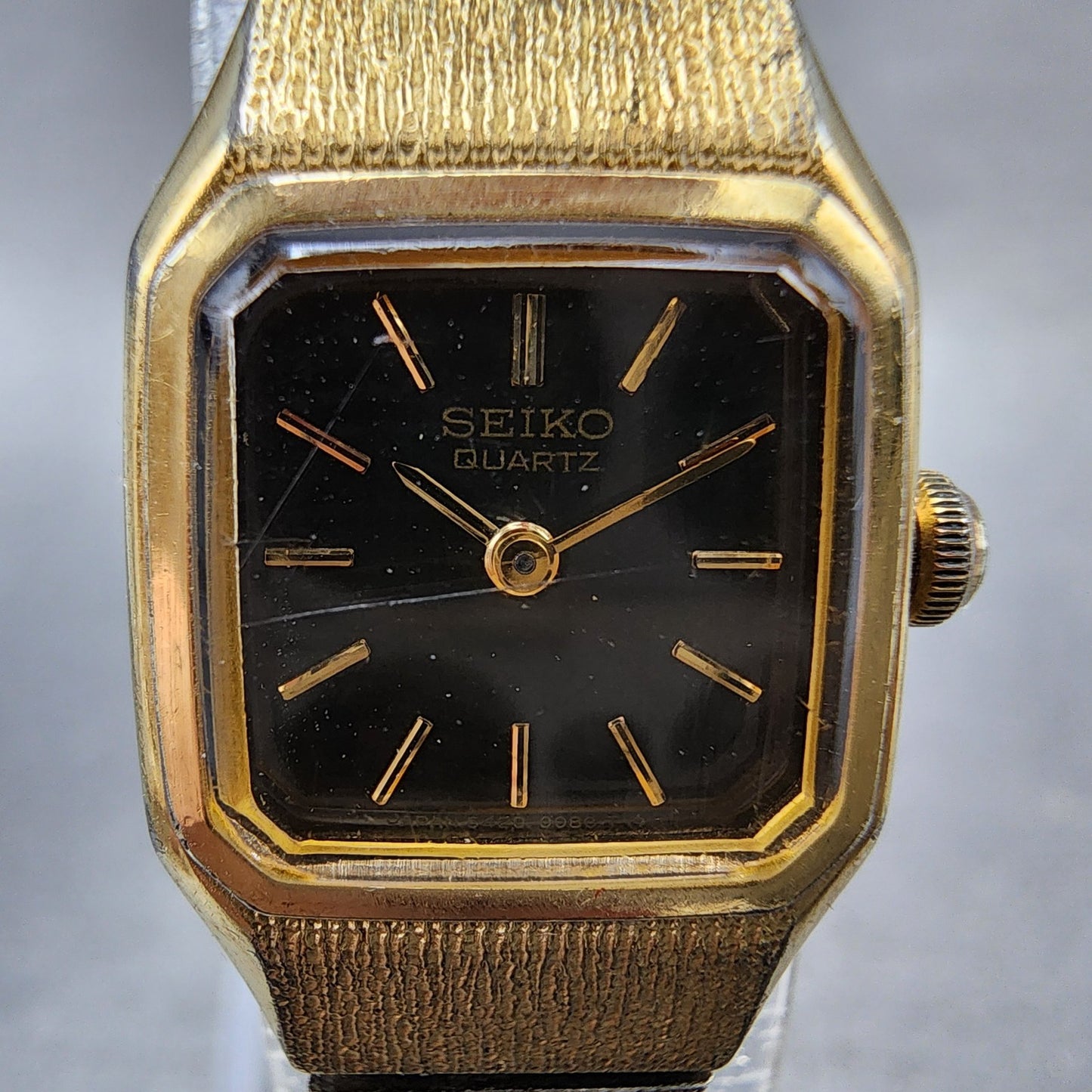 Seiko Tank Watch Women 17mm Brown Dial Gold Tone Rectangle 54205019 New Battery1