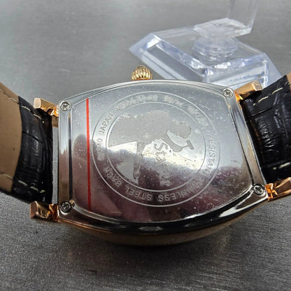 Stauer Boulevardier Tank Watch Men 34mm White Dial Rose Gold Tone Date New Batt9