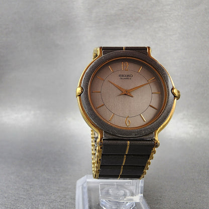 Seiko Watch Men 32mm Silver Dial Tone Two Tone Round 5P30-600H New Battery5