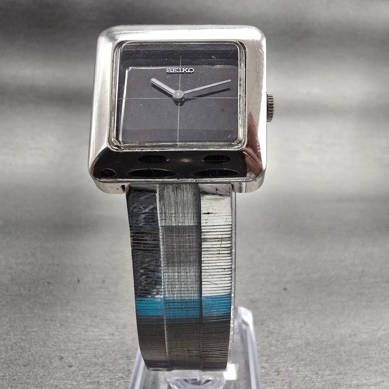 Seiko Watch Men 29mm Black Dial Silver Tone Manual Wind 11-4250 Works Vintage5