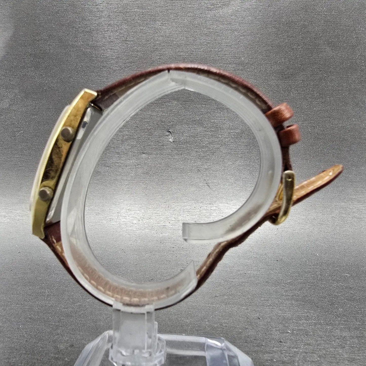 Orvis Dual Time Watch Women 19mm White Dial Gold Tone Rectangle New Battery6