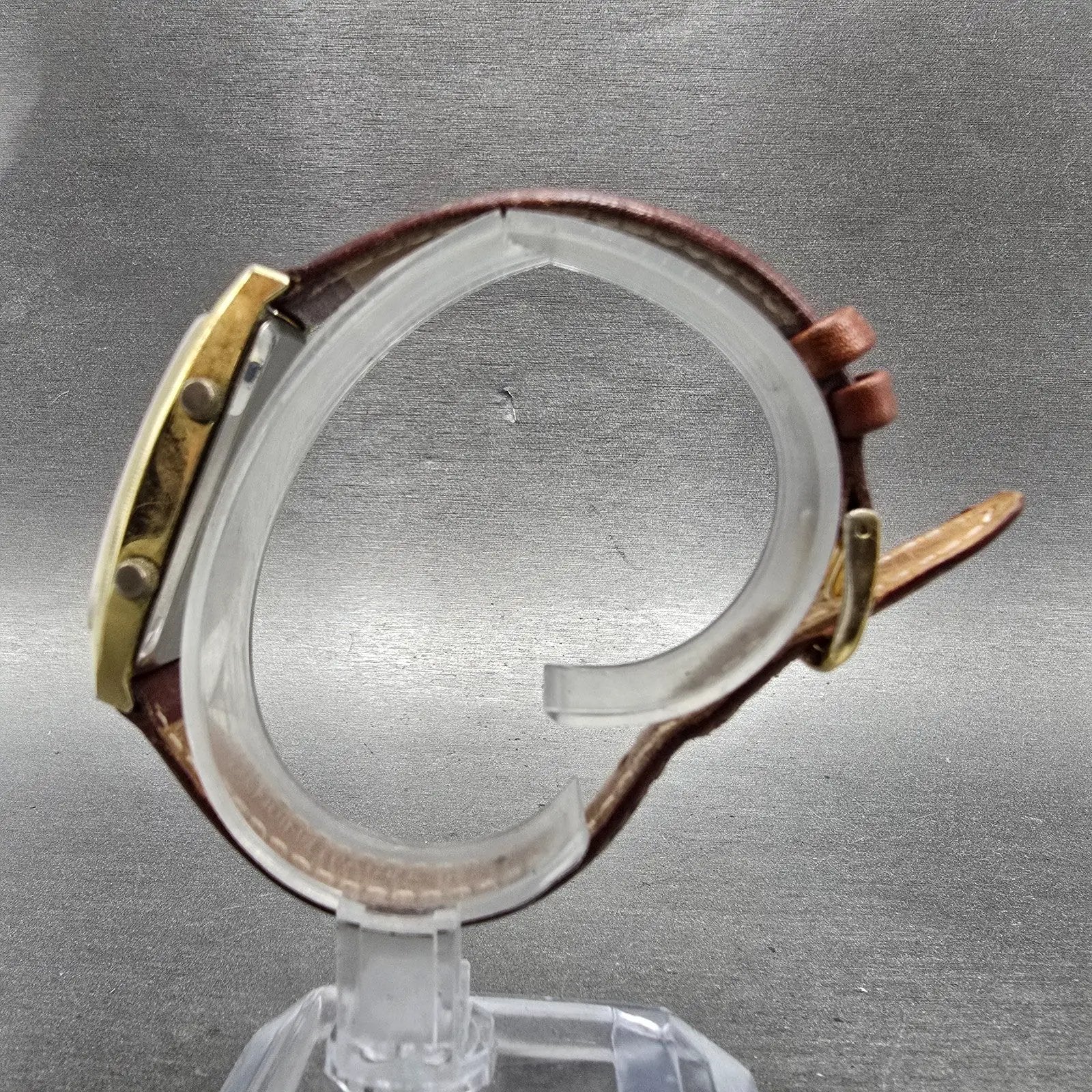 Orvis Dual Time Watch Women 19mm White Dial Gold Tone Rectangle New Battery6