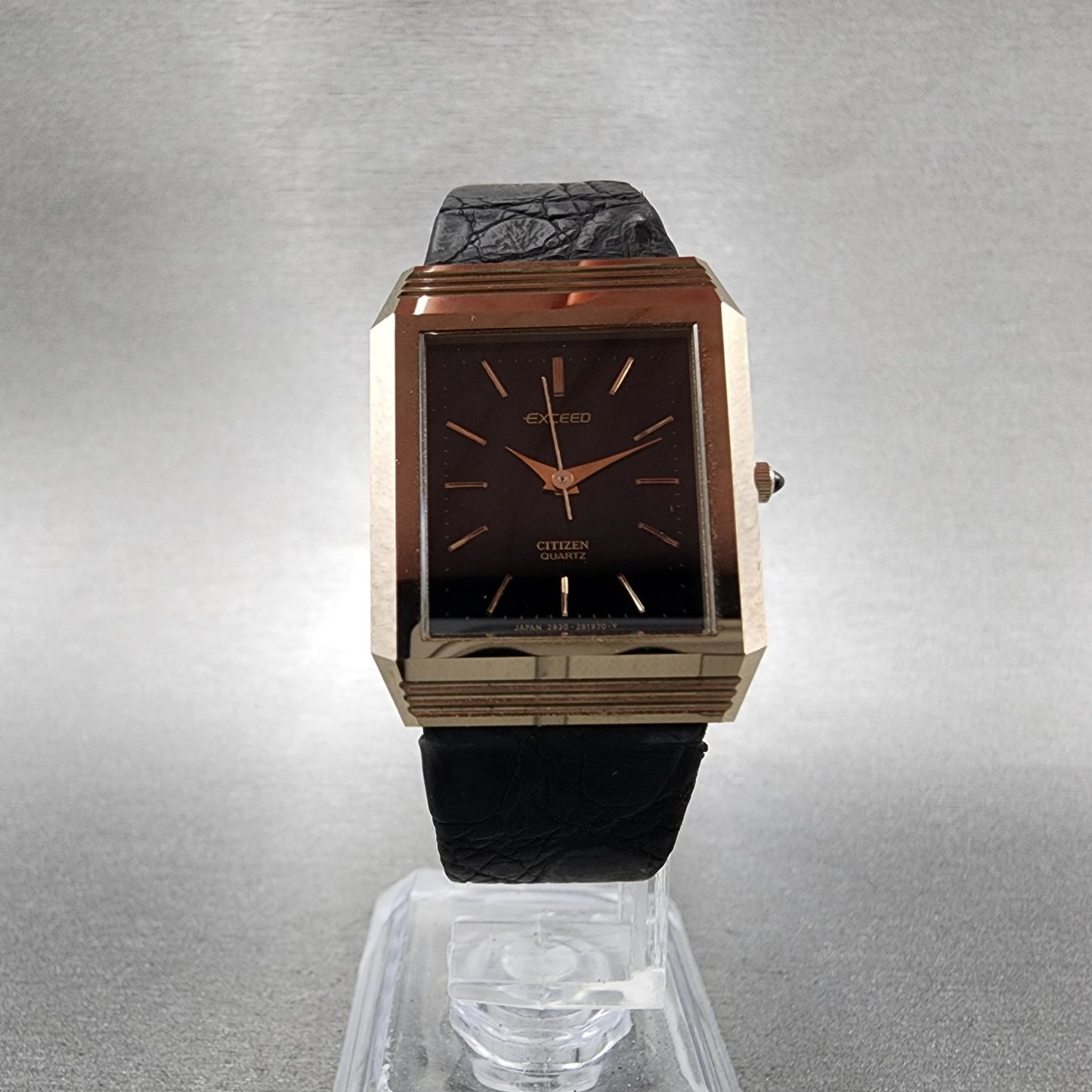 Citizen Exceed Tank Watch Women 23mm Black Dial Bronze Tone Rectangle New Batt7