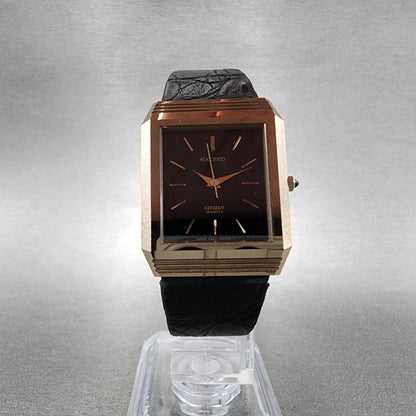 Citizen Exceed Tank Watch Women 23mm Black Dial Bronze Tone Rectangle New Batt7