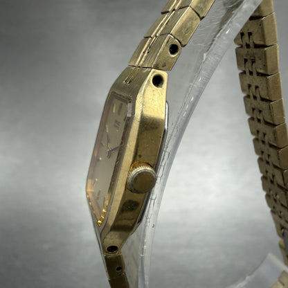Seiko Tank Watch Women 16mm Champagne Dial Gold Tone 2C20-5200 New Battery2