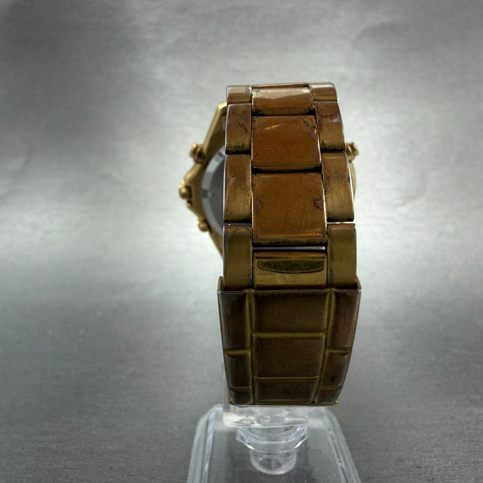Seiko Flightmaster Chronograph Watch Men 42mm Black Dial Gold Tone Date New Bat27