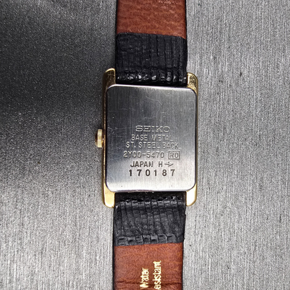 Seiko Tank Watch Women 18mm White Dial Gold Tone Rectangle 2Y00-5470 New Battery10