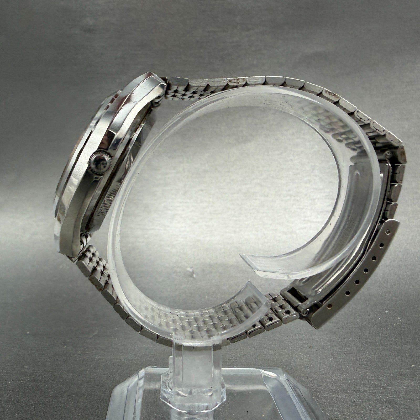 Seiko QT Watch Men 37mm Silver Dial Silver Tone Daydate Round 0823-8010 PARTS7