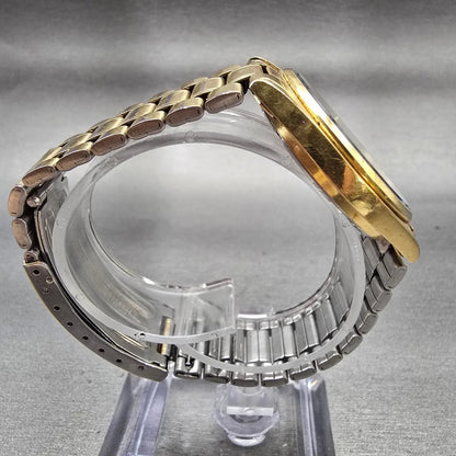 Seiko SQ Watch Men 34mm Champagne Dial Gold Tone Daydate 5H23-8A09 New Battery8