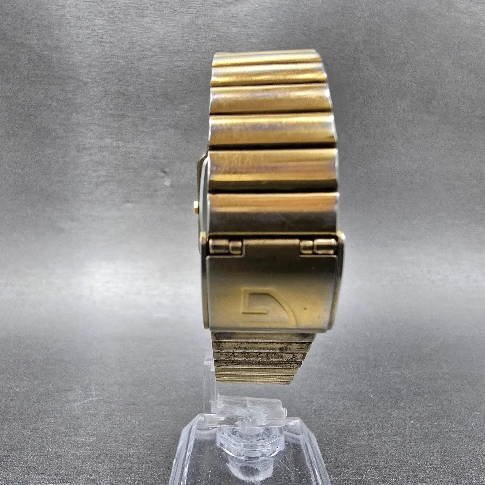 Gruen Tank Watch Men 27mm Black & Gold Dial Gold Tone Rectangle New Battery7