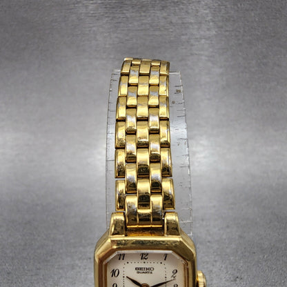 Seiko Tank Watch Women 17mm Cream Dial Gold Tone Rectangle V4005608 New Battery4