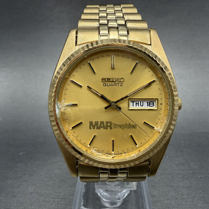 Seiko President Watch Men 36mm Champagne Dial Gold Tone Daydate Round New Batt M0