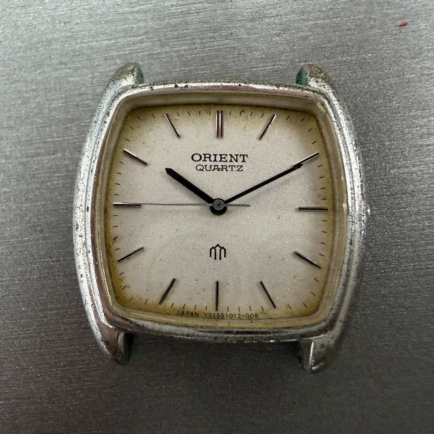 Orient Watch Men 31mm Silver Dial Silver Tone Rectangle I515101-20 PARTS Vintage2