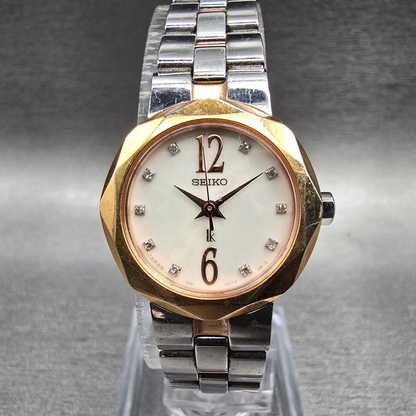 Seiko Lukia Watch Women 22mm Ivory Dial Two Tone Round 1N01-0KH0 New Battery JDM0