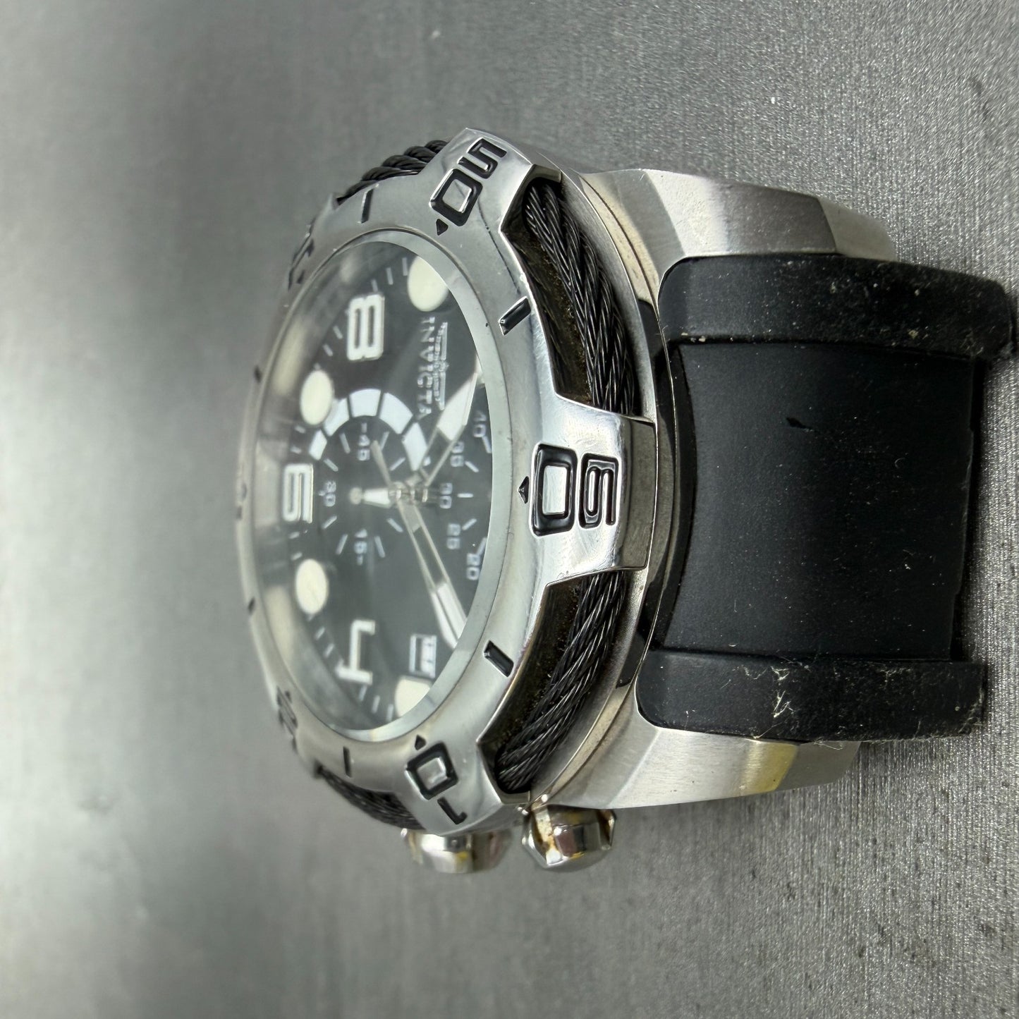 Invicta Bolt Chronograph Watch Men 50mm Black Dial Steel Date 24215 New Battery4