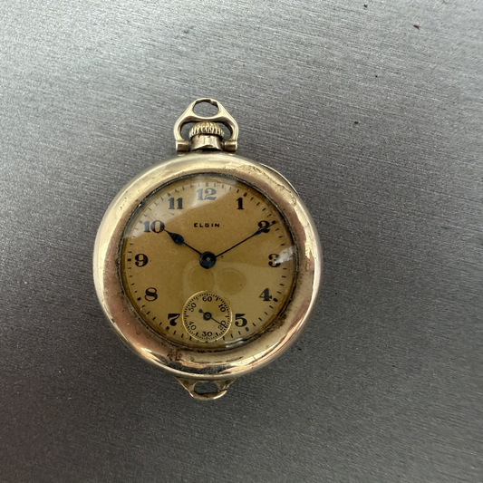 Elgin Pocket Watch 31mm Gold Dial Gold Filled Manual Wind Grade 463 Runs0