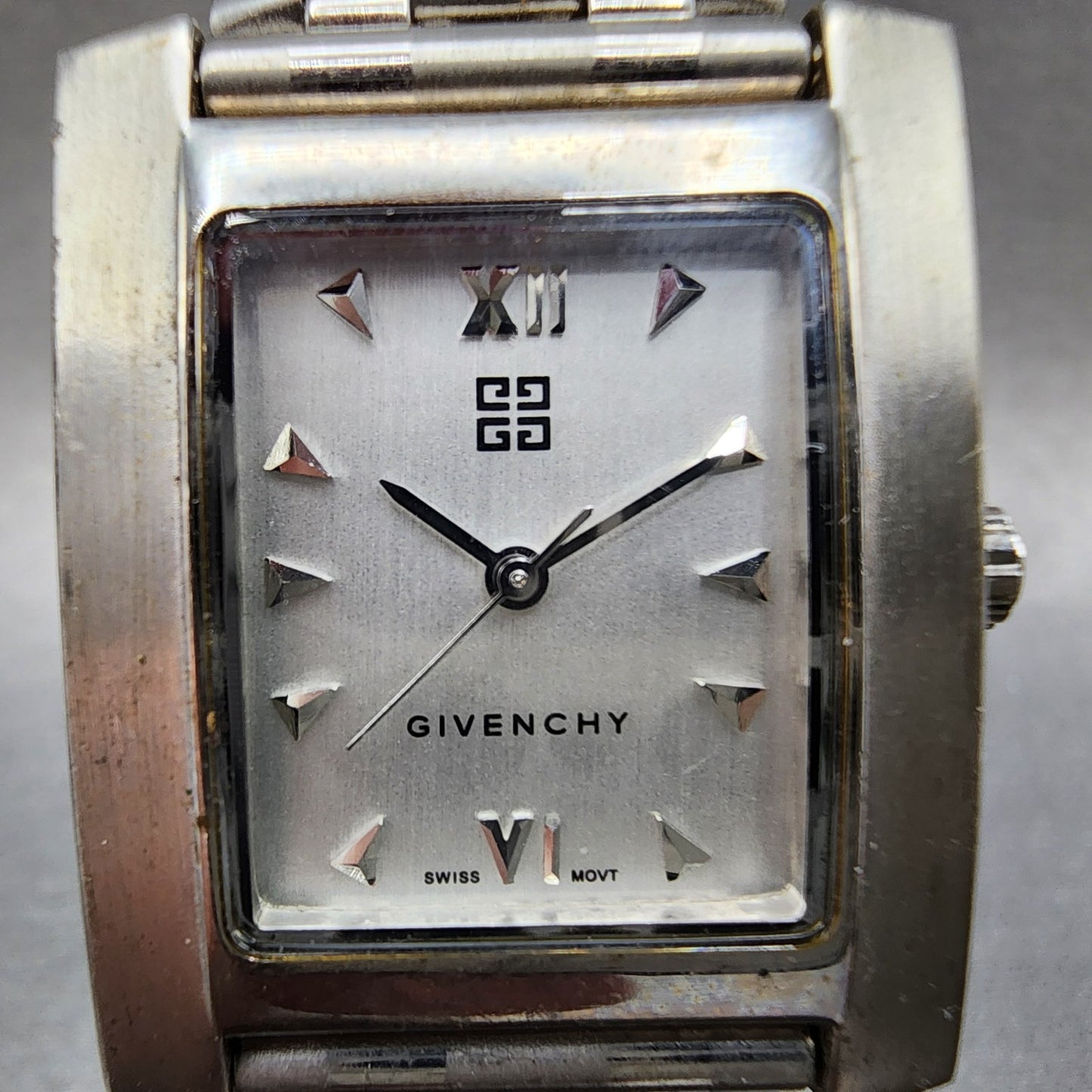 Givenchy Tank Watch Women 27mm Silver Dial Silver Tone Rectangle New Battery1