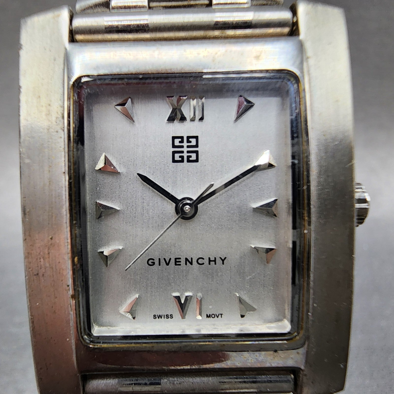 Givenchy Tank Watch Women 27mm Silver Dial Silver Tone Rectangle New Battery1