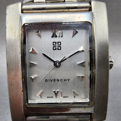 Givenchy Tank Watch Women 27mm Silver Dial Silver Tone Rectangle New Battery1