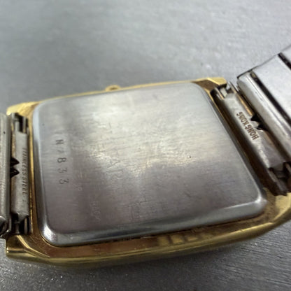 Pulsar Tank Watch Men 27mm Champagne Dial Gold Tone Rectangle Y130-5240 New Batt9