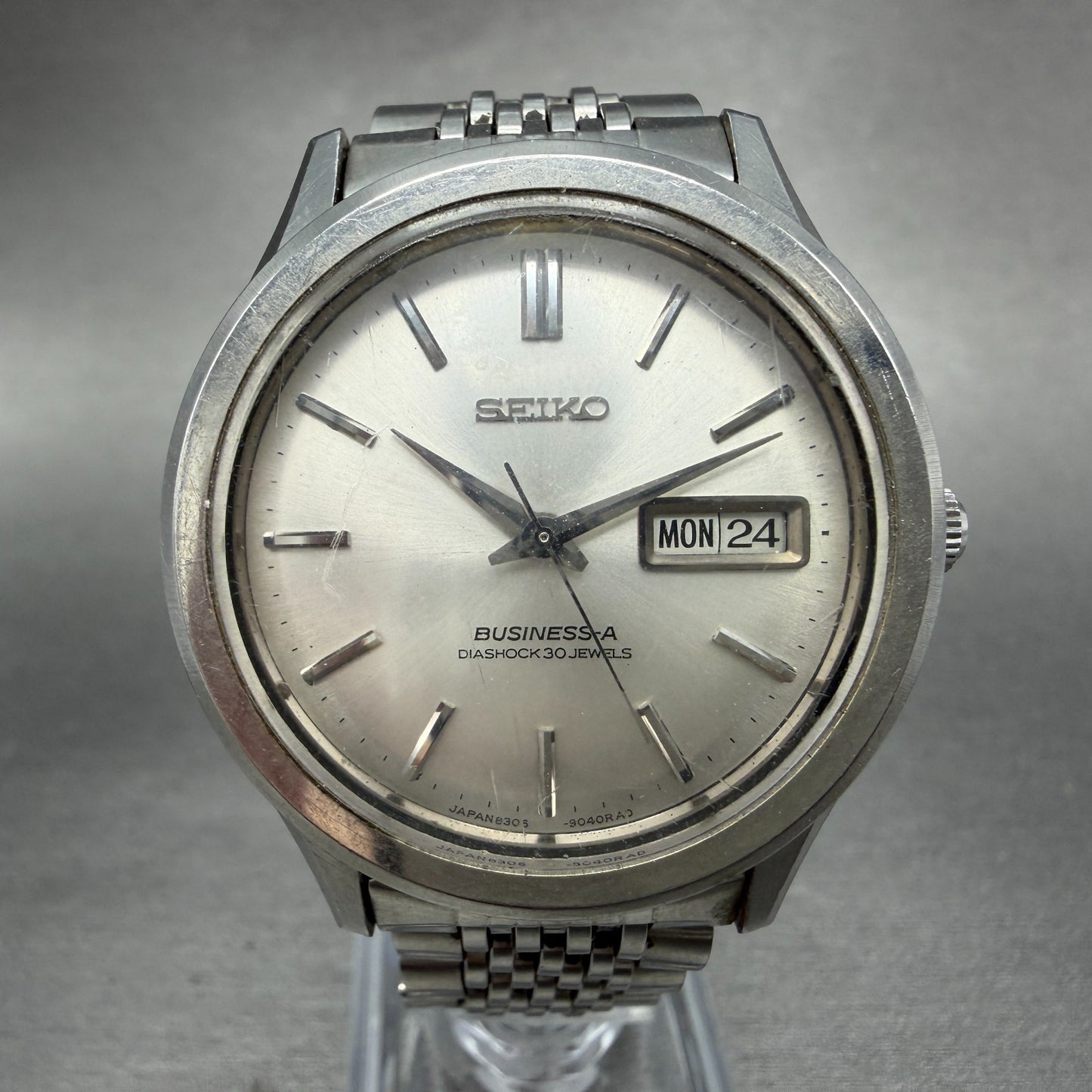 Seiko Business A Watch Men 38mm White Dial Silver Tone Daydate Automatic Runs 20
