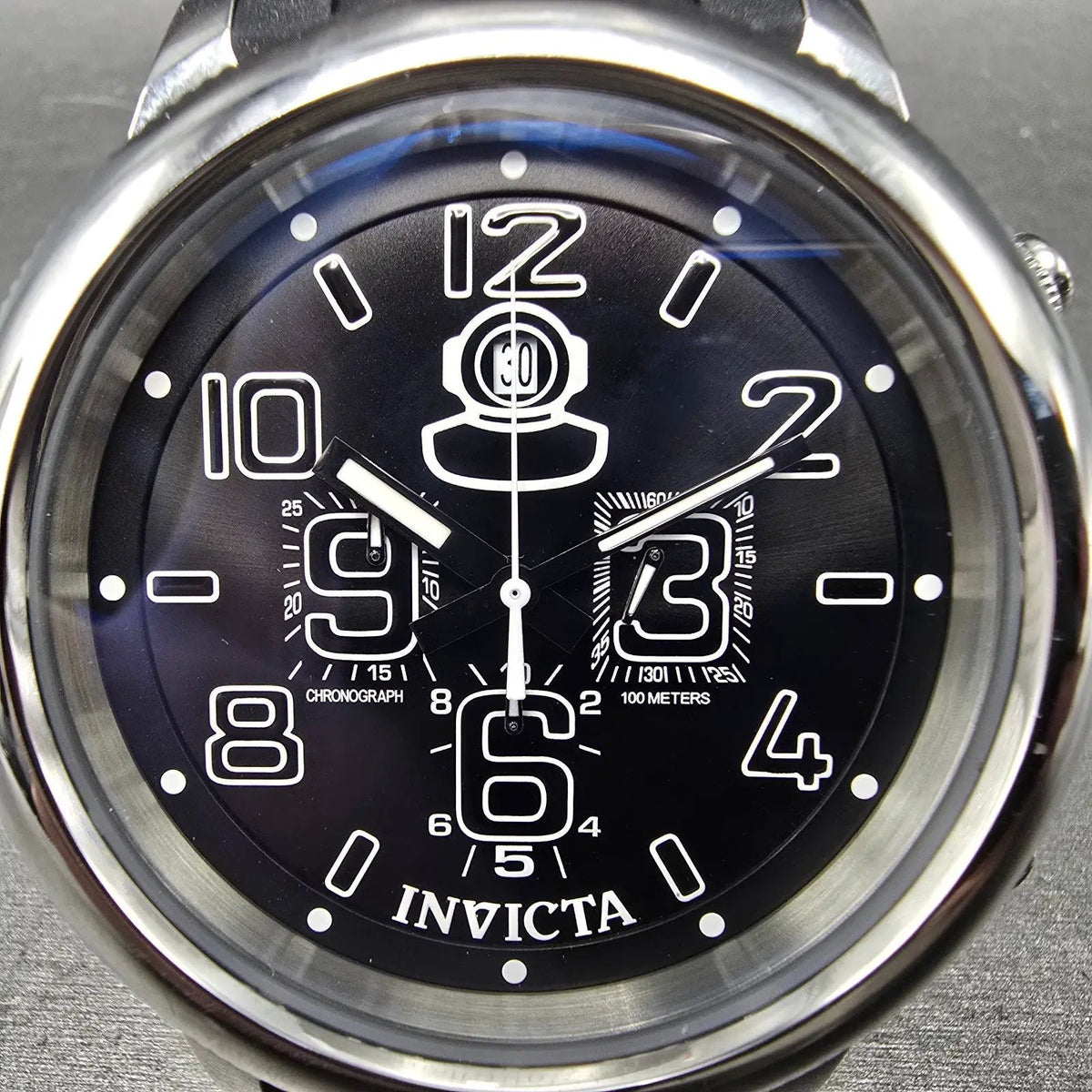 Invicta Russian Diver Chronograph Watch Men 51mm Black Dial Steel 1348 New Batt1