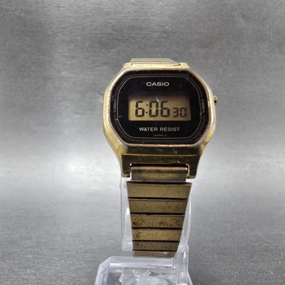 Casio L500 Watch Women 23mm Digital LCD Gold Tone Octagon Date Month New Battery5