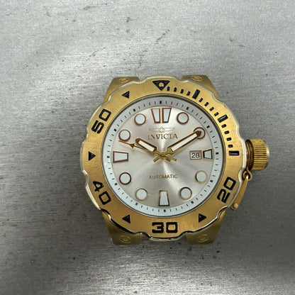 Invicta Pro Diver Automatic Watch Men 49mm White Dial Gold Tone Date Round 235070