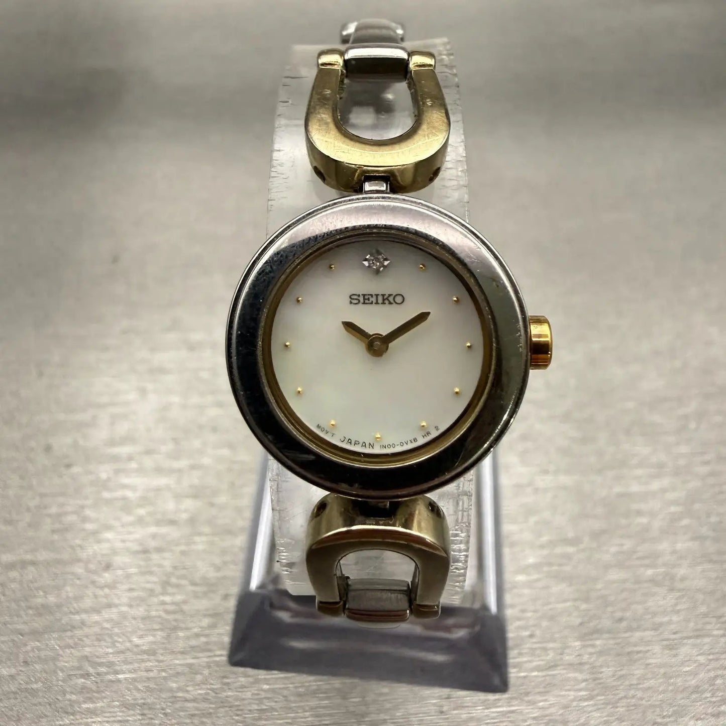 Seiko Watch Women 20mm MOP Dial Two Tone Round 1N00-0MV0 New Battery Vintage0