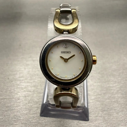Seiko Watch Women 20mm MOP Dial Two Tone Round 1N00-0MV0 New Battery Vintage0