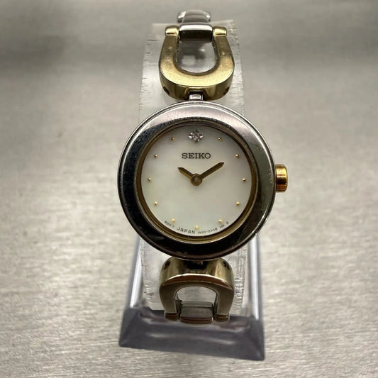 Seiko Watch Women 20mm MOP Dial Two Tone Round 1N00-0MV0 New Battery Vintage0