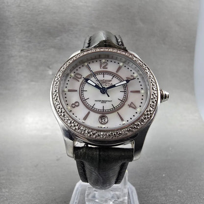 Invicta Watch Women 33mm MOP Dial Silver Tone Date Round 5992 New Battery Green5
