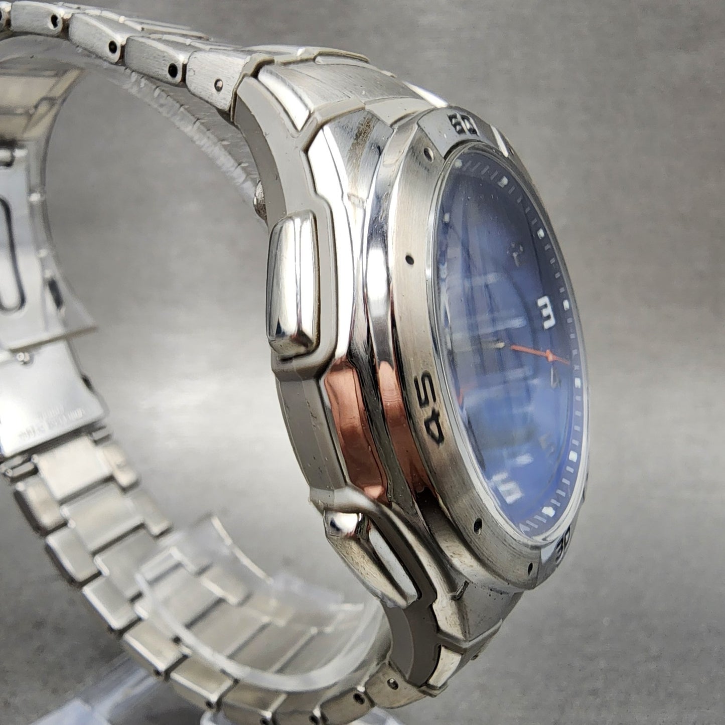 Casio Wave Ceptor Solar Watch Men 42mm Blue Dial Analog Digital Steel Runs3
