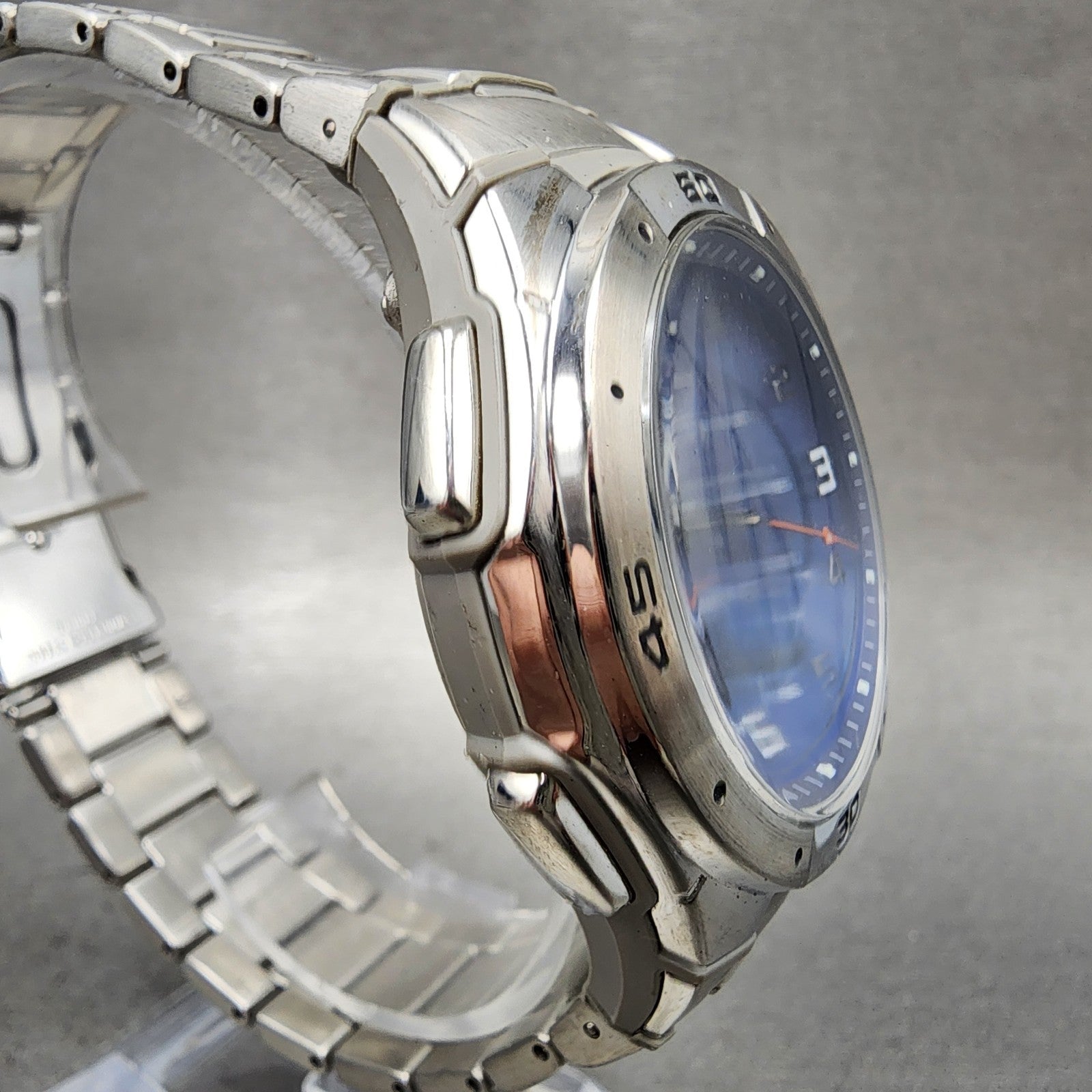 Casio Wave Ceptor Solar Watch Men 42mm Blue Dial Analog Digital Steel Runs3