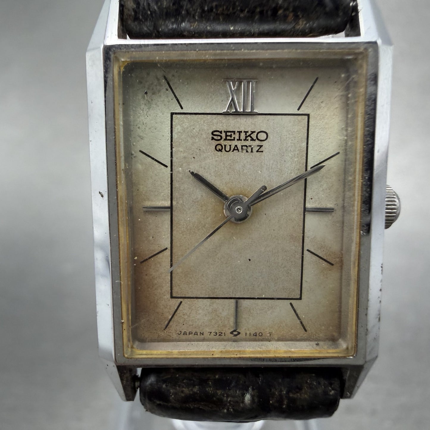 Seiko Tank Watch Women 18mm Silver Dial Silver Tone 7321-5650 New Battery1