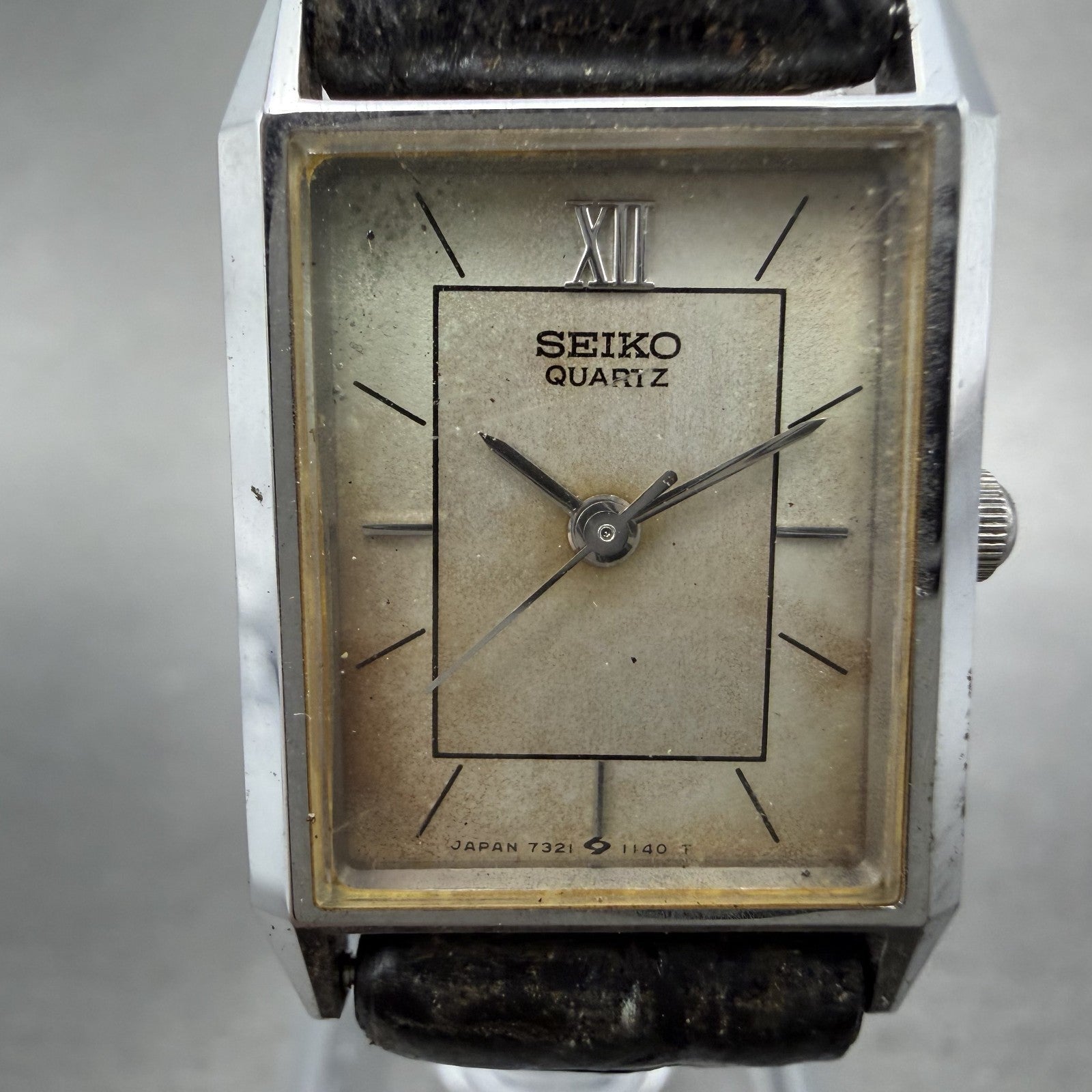 Seiko Tank Watch Women 18mm Silver Dial Silver Tone 7321-5650 New Battery1
