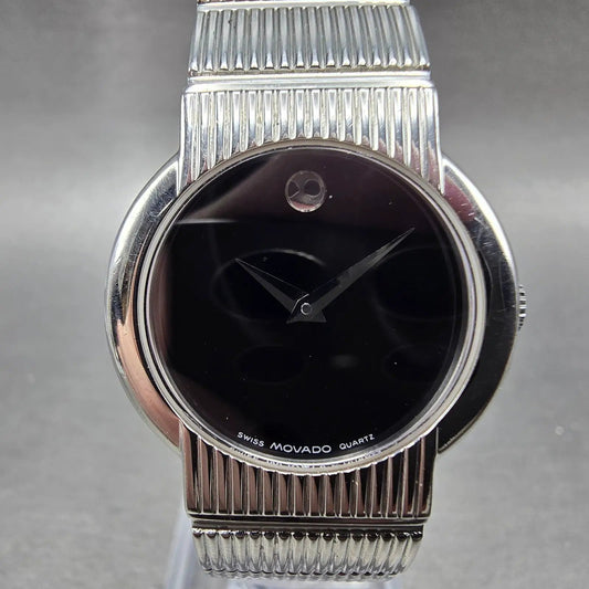 Movado Concerto Watch Women 26mm Black Dial Steel  Round 84.G4.1842 New Batt0