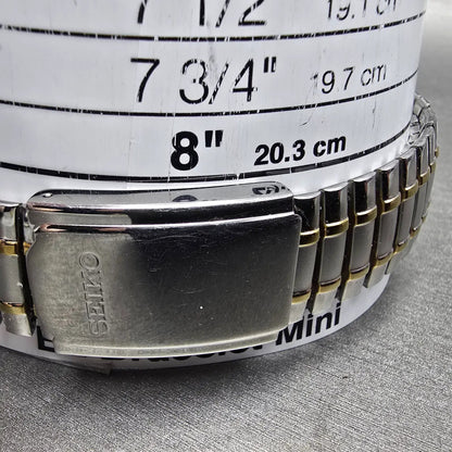 Seiko Solar Watch Men 37mm White Dial Two Tone Daydate Round V158-0AB0 Works10