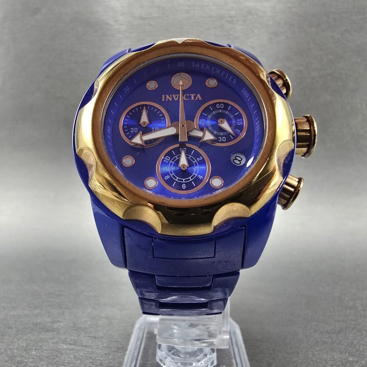 Invicta Chronograph Watch Women 39mm Blue Dial Blue Ceramic Date READ!!!!! 200707