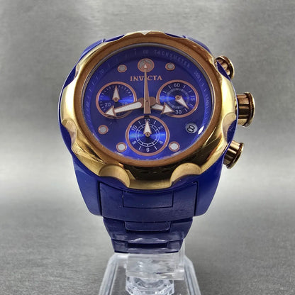 Invicta Chronograph Watch Women 39mm Blue Dial Blue Ceramic Date READ!!!!! 200707